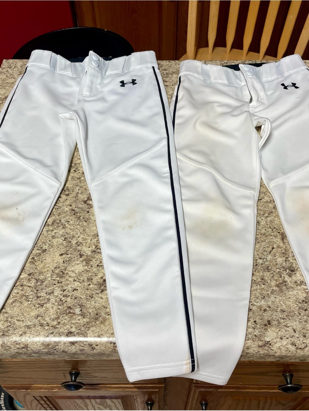 Under Armour Kids White Baseball Pants with Black Side Stripe Detail